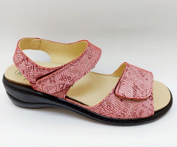 Algemare Damen Sandale rot Klett Leder für Einlagen 2749-5858