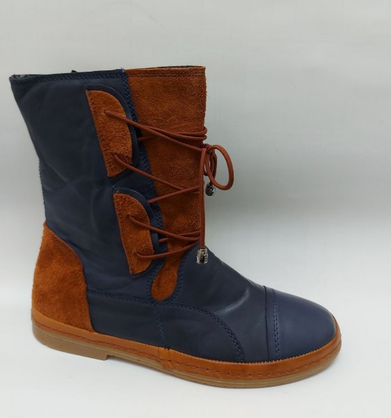 Manitu Damen Stiefeletten Boots Leder 991535 blau-braun
