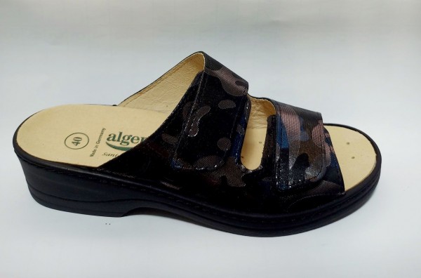 Algemare Damen Sandale Pantolette mit Klett für Einlagen 1446-081 Leder