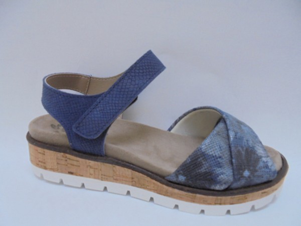 Doc Comfort Damen Sandale Sandalette Wechselsohle Leder 440583 blau floral