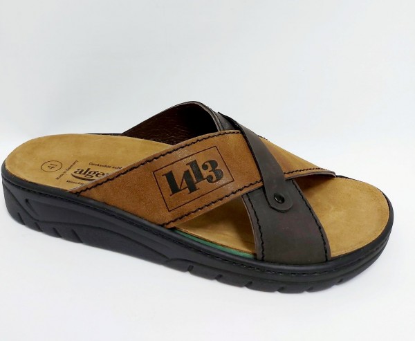 Algemare Herren Schuhe Sandale Pantolette 7451-0334 grau-braun