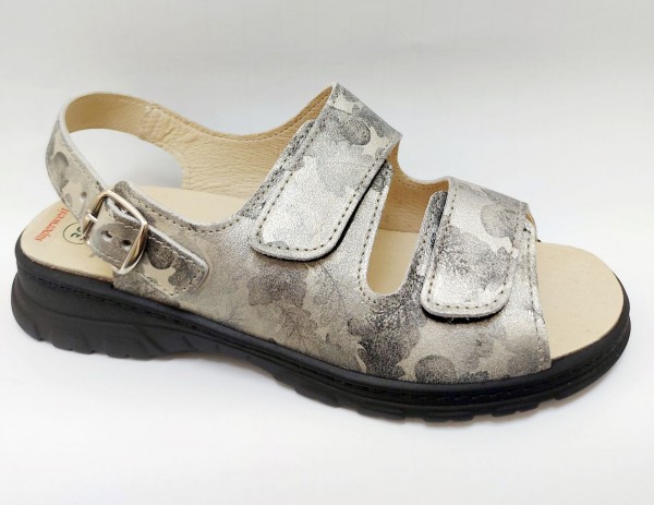Algemare Damen Schuhe Sandale metallic Klett Leder für Einlagen 4668-9393