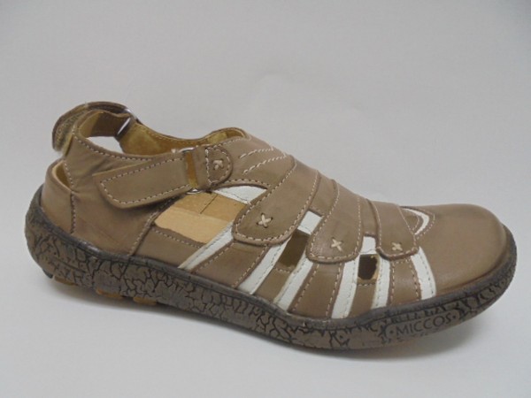 MICCOS Damen Schuhe Klettverschluß Leder 200689 braun