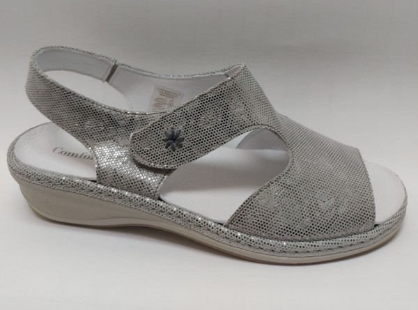 Comfortabel Damen Schuhe Sandale Leder 710936 Wechselsohle silber