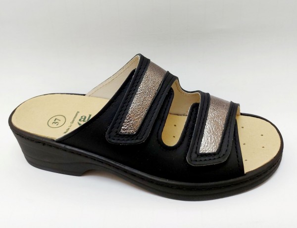 Algemare Damen Sandale Pantolette für Einlagen schwarz 1469 Leder