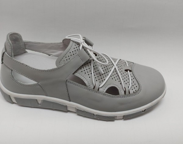 Manitu Damen Schuhe Schnürschuhe Schlupfschuhe Leder 840022 grau